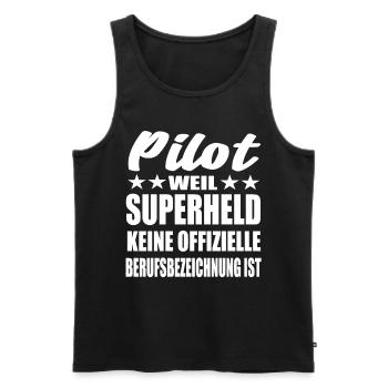 Pilot Superheld Spruch - Männer Premium Bio Tank Top - Schwarz - Vorne - AI Model Male 178 light (178cm)