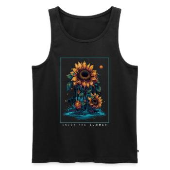 Psychedelic Sunflowers Garden Nature Gift - Men's Premium Organic Tank Top - black - Front - AI Model Male 178 light (178cm)