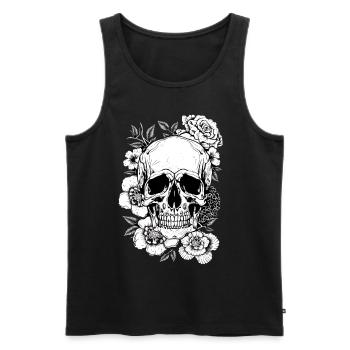 Aesthetic Floral Skull Art Gift - Men's Premium Organic Tank Top - black - Front - Michal (187cm)