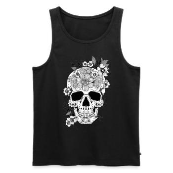 Aesthetic Floral Skull Art Gift - Men's Premium Organic Tank Top - black - Front - Michal (187cm)