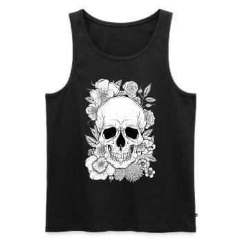 Aesthetic Floral Skull Art Gift - Men's Premium Organic Tank Top - black - Front - Michal (187cm)