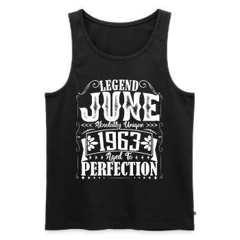 June 1963. Birthday June 1963 Gift June 1963 - Men's Premium Organic Tank Top - black - Front - AI Model Male 178 light (178cm)