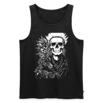 Punkrock Fan Skull mit Mohawk Crazy Antisocial P - Männer Premium Bio Tank Top - Schwarz - Vorne - AI Model Male 178 light (178cm)
