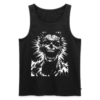 Horror Fan Totenkopf mit Irokesenschnitt Verrückter Punkrocker Wortspiel - Männer Premium Bio Tank Top - Schwarz - Vorne - Michal (187cm)