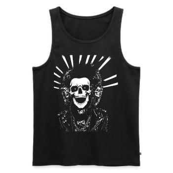 Punkrock Fan Skull mit Mohawk Crazy Antisocial P - Männer Premium Bio Tank Top - Schwarz - Vorne - AI Model Male 178 light (178cm)