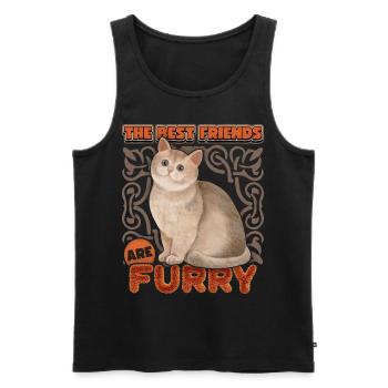 Cat watercolor, vintage cat funny saying - Men's Premium Organic Tank Top - black - Front - Michal (187cm)