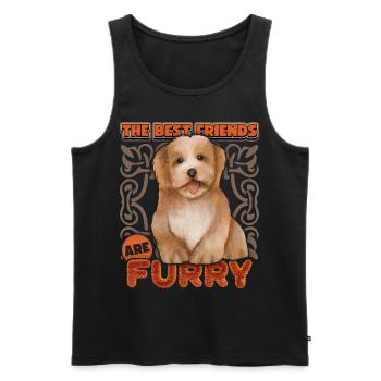 Bichon Havaneser Hund, vintage Aquarell, Rassehund - Männer Premium Bio Tank Top - Schwarz - Vorne - AI Model Male 178 light (178cm)