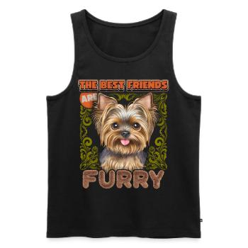 Yorkshire Terrier, aquarelle vintage, Yorkie dicton - Débardeur bio Premium Homme - noir - Devant - Michal (187cm)