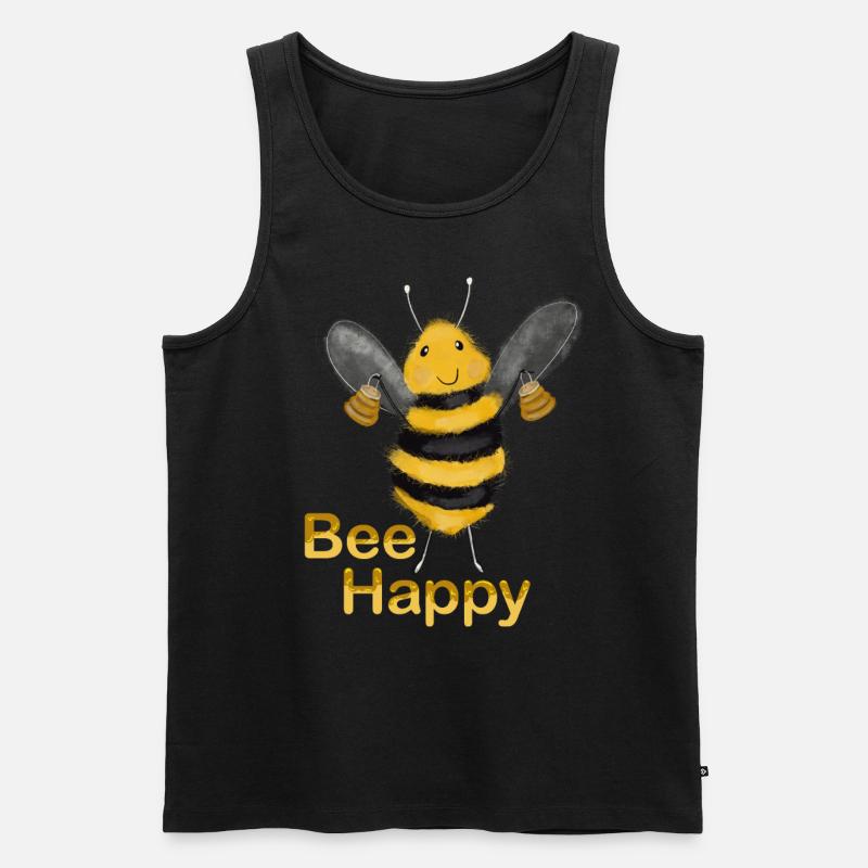 Bee Happy - Männer Premium Bio Tank Top - Schwarz