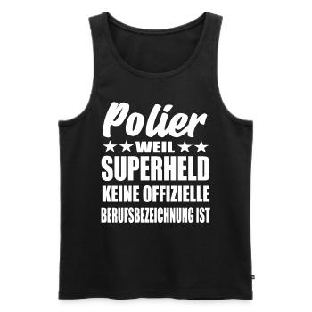 Polier Superheld Spruch - Männer Premium Bio Tank Top - Schwarz - Vorne - AI Model Male 178 light (178cm)