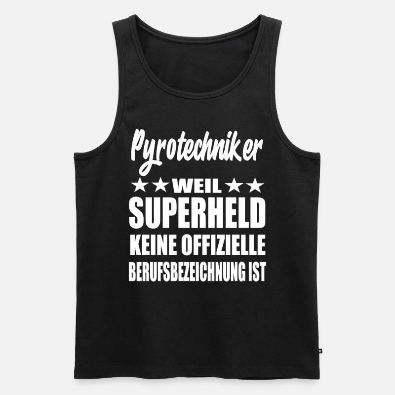 Pyrotechniker Superheld Spruch - Männer Premium Bio Tank Top - Schwarz