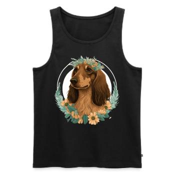 Cute Dachshund Flower Crown Pet Dog Breed Floral P - Männer Premium Bio Tank Top - Schwarz - Vorne - Michal (187cm)