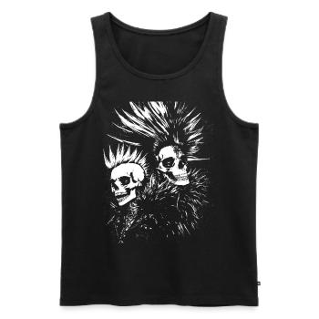 Punkrock Fan Skull mit Mohawk Crazy Antisocial P - Männer Premium Bio Tank Top - Schwarz - Vorne - AI Model Male 178 light (178cm)