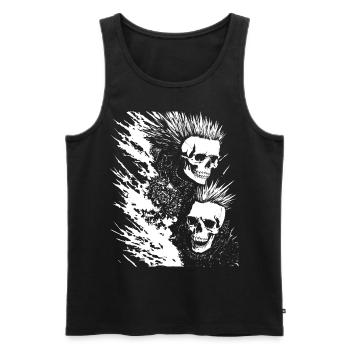 Punkrock Fan Skull with Mohawk Crazy Antisocial P - Men's Premium Organic Tank Top - black - Front - AI Model Male 178 light (178cm)