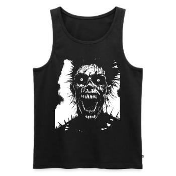 Punkrock Fan Skull mit Mohawk Crazy Antisocial P - Männer Premium Bio Tank Top - Schwarz - Vorne - AI Model Male 178 light (178cm)