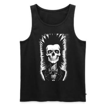 Crâne de fan de punkrock avec Mohawk Crazy Antisocial P - Débardeur bio Premium Homme - noir - Devant - Michal (187cm)