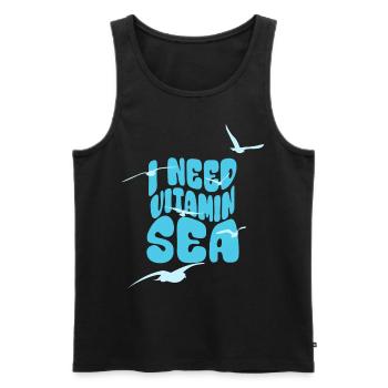 J’ai besoin de vitamine Mer - Vacances Été Mouettes Mer - Débardeur bio Premium Homme - noir - Devant - Michal (187cm)