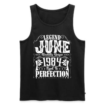 juin 1984. Anniversaire juin 1984 Cadeau juin 1984 - Débardeur bio Premium Homme - noir - Devant - Michal (187cm)
