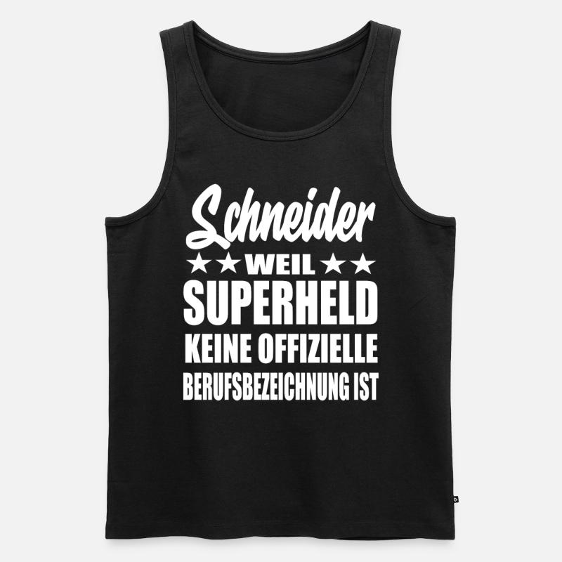 Schneider Superheld Spruch - Männer Premium Bio Tank Top - Schwarz