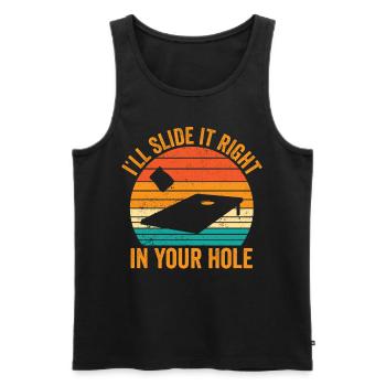 Funny Cornhole Corn Hole Retro - Men's Premium Organic Tank Top - black - Front - AI Model Male 178 light (178cm)