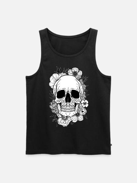 Skull with Flowers Art - Men's Premium Organic Tank Top - black