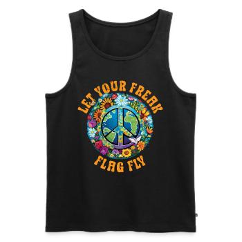 Hippie Peace Sign Peace Flowers Flower Child - Débardeur bio Premium Homme - noir - Devant - Michal (187cm)