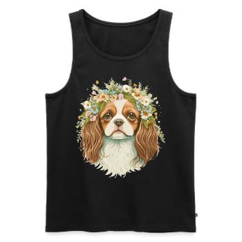 Cute Cavalier King Charles Spaniel Flower Crown Do - Männer Premium Bio Tank Top - Schwarz - Vorne - AI Model Male 178 light (178cm)