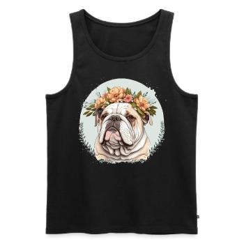 Fleur de bouledogue mignon Couronne Chien de race Floral chiot - Débardeur bio Premium Homme - noir - Devant - Michal (187cm)