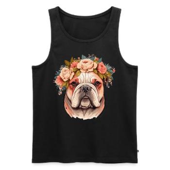 Cute Bulldog Flower Crown Pet Dog Breed Puppy - Männer Premium Bio Tank Top - Schwarz - Vorne - Michal (187cm)