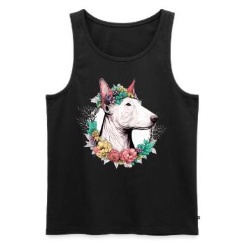 Cute Bull Terrier Flower Crown Pet Dog Breed Flora - Männer Premium Bio Tank Top - Schwarz - Vorne - Michal (187cm)