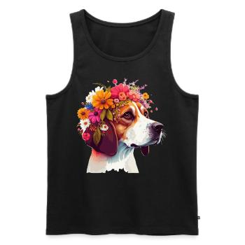 Fleur de beagle mignon Couronne Chien de race Floral Pupp - Débardeur bio Premium Homme - noir - Devant - AI Model Male 178 light (178cm)