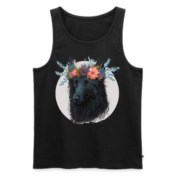 Fleur de chien de berger belge mignon Couronne Chien de compagnie Floral - Débardeur bio Premium Homme - noir - Devant - Michal (187cm)
