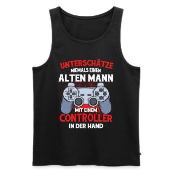 Zocker Geschenk Junge Gamer Controller Zocken - Männer Premium Bio Tank Top - Schwarz - Vorne - AI Model Male 178 light (178cm)