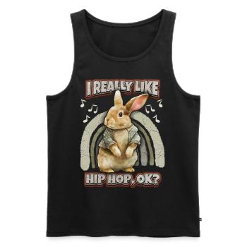 Lapin Kawaii Illustration Lapin Hip-Hop - Débardeur bio Premium Homme - noir - Devant - Michal (187cm)