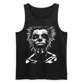 Anarchy Fan Schädel mit Irokesenschnitt Verrückt Asozial Pu - Männer Premium Bio Tank Top - Schwarz - Vorne - Michal (187cm)