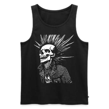 Anarchy Fan Skull mit Mohawk Crazy Antisocial Pu - Männer Premium Bio Tank Top - Schwarz - Vorne - AI Model Male 178 light (178cm)