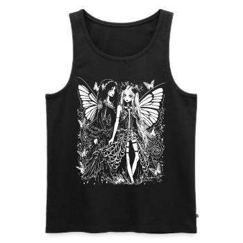 Horror Fan Skull with Mohawk Crazy Punkrocker Pun - Men's Premium Organic Tank Top - black - Front - AI Model Male 178 light (178cm)