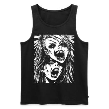 Punkrock Fan Skull mit Mohawk Crazy Antisocial P - Männer Premium Bio Tank Top - Schwarz - Vorne - AI Model Male 178 light (178cm)