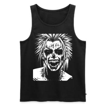 Crâne de fan de punkrock avec Mohawk Crazy Antisocial P - Débardeur bio Premium Homme - noir - Devant - Michal (187cm)