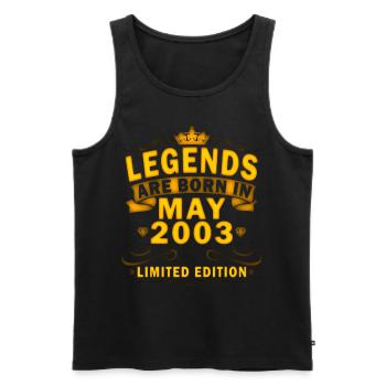 Die Legenden sind im Mai 2003 geboren - Männer Premium Bio Tank Top - Schwarz - Vorne - Michal (187cm)
