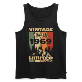 Vintage Rétro 1969 Anniversaire Cadeau 1969 - Débardeur bio Premium Homme - noir - Devant - Michal (187cm)
