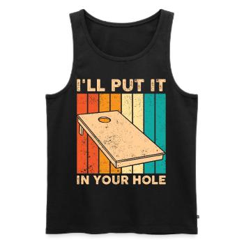 Funny Cornhole Corn Hole Retro - Men's Premium Organic Tank Top - black - Front - AI Model Male 178 light (178cm)