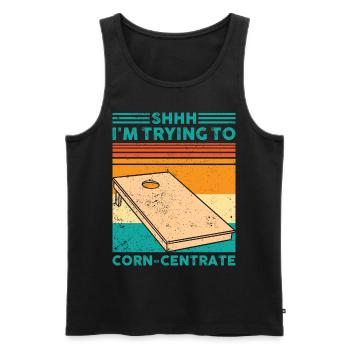 Lustiges Cornhole Corn Hole Retro - Männer Premium Bio Tank Top - Schwarz - Vorne - AI Model Male 178 light (178cm)