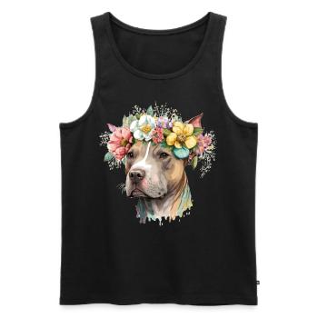 American Staffordshire Terrier Flower Crown Pet Do - Männer Premium Bio Tank Top - Schwarz - Vorne - Michal (187cm)