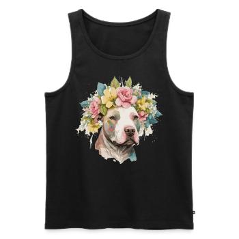 American Staffordshire Terrier Flower Crown Pet Do - Männer Premium Bio Tank Top - Schwarz - Vorne - Michal (187cm)