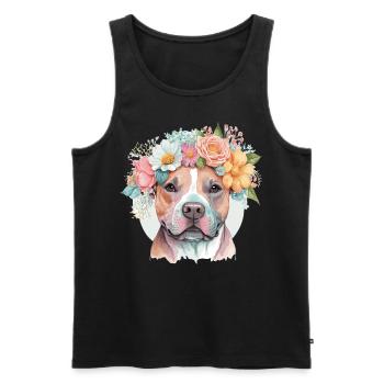American Staffordshire Terrier Flower Crown Pet Do - Männer Premium Bio Tank Top - Schwarz - Vorne - Michal (187cm)
