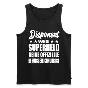 Disponent Superheld Spruch - Männer Premium Bio Tank Top - Schwarz - Vorne - Michal (187cm)