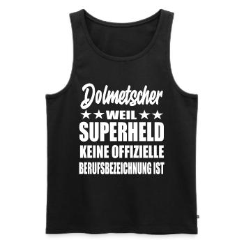 Dolmetscher Superheld Spruch - Männer Premium Bio Tank Top - Schwarz - Vorne - AI Model Male 178 light (178cm)