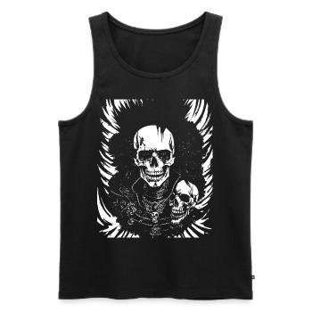 Punkrock Fan Skull mit Mohawk Crazy Antisocial P - Männer Premium Bio Tank Top - Schwarz - Vorne - AI Model Male 178 light (178cm)