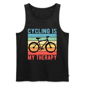 Cycliste Le vélo est ma thérapie - Débardeur bio Premium Homme - noir - Devant - Michal (187cm)